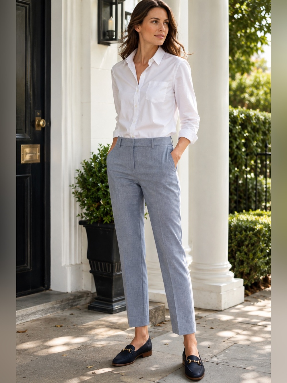 Talbots Hampshire Ankle Pants Size 6 Blue Gray Tailored Stretch Trousers